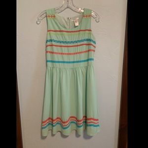 Esley Pastel Green with Stripes Dress Size Small